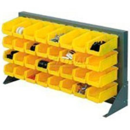 GLOBAL EQUIPMENT Louvered Bench Rack 36"W x 20"H - 22 of Yellow Premium Stacking Bins 603381YL